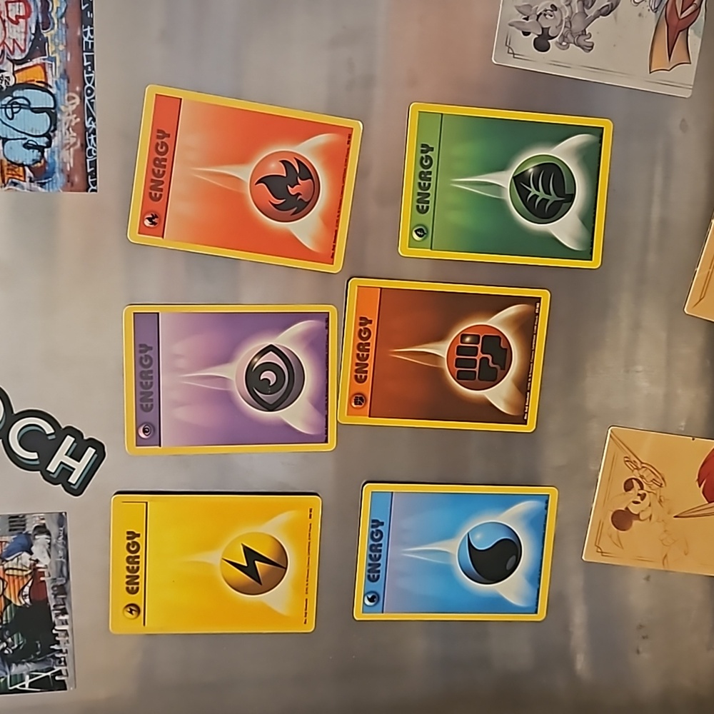 6 1995 vintage pokemon energy card magnets